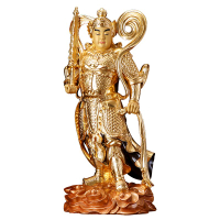 純銅貼金韋陀佛像寺廟護法神像總持家用供奉擺件韋馱銅像韋陀菩薩
