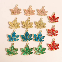 10pcs 20*21mm Enamel Fall Maple Leaf Charms for DIY Earring Necklace Pot Leaf Pendant Handmade Diy Jewelry Making Accessories