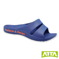 ATTA 簡約休閒雙帶足弓均壓室外拖鞋(深藍)
