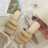 BRILEGA JESSICA Sandal Teplek Wanita Kokop Super Empuk Dengan Variasi Rantai Emas Sol Karet Anti Lic