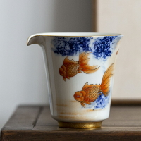 陶福氣 中式茶海陶瓷公道杯功夫茶具配件分茶器輕奢描金勻茶器