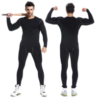 Men Jogging Set Sports Suit Compression Running Sets Fitness Bodybuilding Tights Gym Clothing Tracksuit Tops Tshirt and Leggings