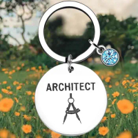 Architect Key Chain Ring Architectural Engineer keychains pendant Architect Student, Architect Teacher Gifts