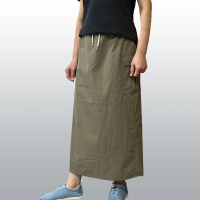 【YAKPAK】韓國海運版抽繩鬆緊帶西裝布挺版女休閒長裙(偏小版)