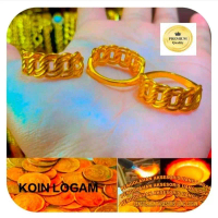 Cincin Motiv Rantai baru Koin 91 Ori Tidak Luntur Perhiasan Wanita Anti Karat Berlapis Emas 24k Mura