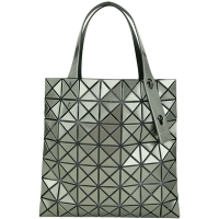 ISSEY MIYAKE PRISM 三宅一生 BAOBAO 7x7 金屬感漆皮幾何手提托特包(灰綠)