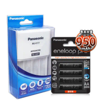 Panasonic 智控型4槽 鎳氫低自放充電器+黑鑽款eneloop PRO 950mAh 低自放4號充電電池-4顆入
