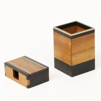 黑檀木金絲楠黃銅筆筒 紅木名片盒 實木質中式創意桌面收納辦公