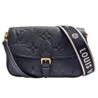 LV Louis Vuitton路易威登 M46386經典Diane系列Empreinte牛皮肩/斜背包(黑色)