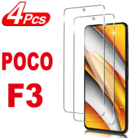 2/4Pcs For Poco F3 Tempered Glass Original 9H High Quality Protective Film Explosion-proof Screen Protector for poco F3