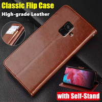 For Samsung Galaxy A6 2018 5.6 inch SM-A600F A600FN A600G A600N Genuine Leather Case Vintage Wallet 