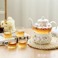 陶瓷花茶壺 花茶具花茶杯玻璃花草水果花果茶壺耐熱蠟燭加熱套裝