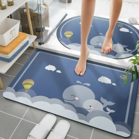 Diatom mud absorbent floor mat, non-slip soft mat for bathroom entrance, household restroom rubber s