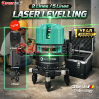 BuzzTech 2 Line 5 Line Green Laser Level 360° Rotary Automatic Lazer Level Line Adjustable