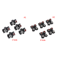 Set 5 unit jack stereo RCA betina dengan lubang 2 atau 4, soket input audio AV, penyambung