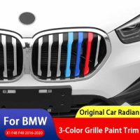 3pcs ABS 3-Color Car Front Grille Strip Trim Strips Cover Motorsport Stickers For BMW X1 F48 F49 2016-2020 Car Accessories