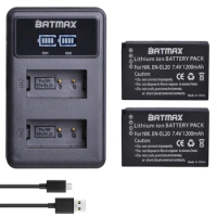 Batmax 1200mAh EN-EL20 EN EL20 EN EL20a Battery + LED Dual USB Charger for Nikon Coolpix P1000 Nikon1 J1, J2, J3 Nikon1 AW1