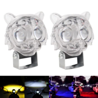 8 Light Modes Motorcycle Led Lens Spotlight Owl Tiger Headlights Motorbikes Scooter Driving Lamp White/Yellow/White Yellow/Red