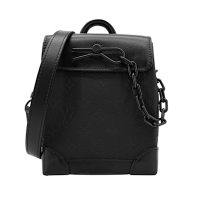 Louis Vuitton LV路易威登 展示品 Nano Steamer 壓花牛皮直式手提斜背包(M82772-黑)