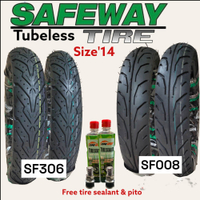 SAFEWAY TIRE TUBELESS  FOR SCOOTER Size 14,80/80-14 80/90-14 90/80-14 90/90-14 100/80-14  WITH TIRE 