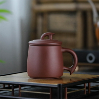 宜興紫砂杯純色蓋杯過濾內膽刻字茶水分離家用個人茶具辦公泡茶杯