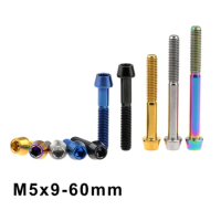 Weiqijie 6pcs Titanium Bolt M5x 9 - 60mm Bicycle Accessories Allen Key Cone Head Screws for Bicycle Stem