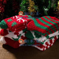 聖誕節3雙裝珊瑚絨襪子麋鹿地板襪韓版男女聖誕襪冬季保暖中筒情侶襪雪地襪女【淘夢屋】