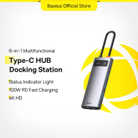 Baseus USB C Hub Type C ke 4K HDMI PD USB3.0 RJ45 Adapter Docking Station Serasi Untuk MacBook Pro A