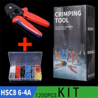 1200PCS Terminals Ferrule Crimping Tool Kit HSC8 6-4A With Self-adjustable Ratchet Crimping Set Wire Connectors Insulated End