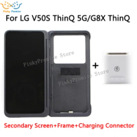 For LG V50S ThinQ 5G G8X LCD Display with frame Secondary Dual Screen Touch Panel Digitizer For LG V50S Charging Connector