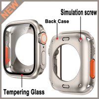 Screen Protector Cover for Apple Watch 44mm 45mm 40mm 41mm Hard PC Front Rear Bumper Case for iwatch 9 8 7 6 5 4 Change To Ultra