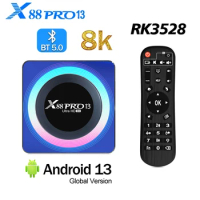 X88 PRO 13 Android 13.0 TV Box OTA Rockchip RK3528 4GB RAM 64GB ROM 8K 4K 3D HDR Wifi6 BT5.0 Set Top Box PK DQ08 H96