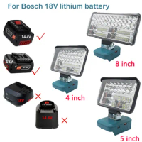 3/4/5/8 Inch Car LED Work Lights Flashlights Outdoor Torch USB Type-C Power Bank For Bosch 18V Li-ion Battery Power Tools