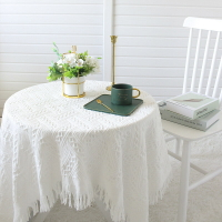 白色桌布ins風茶幾餐桌布藝北歐拍照田園法式復古圓桌甜品臺桌布
