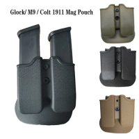 Tactical Double Magazine Pouches for Glock 17 19 M9 Colt 1911 9mm Airsoft Pistol Gun Mag Pouch Case Defense Hunting Accessories