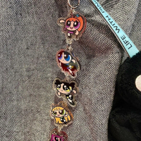 Loket Rantai Kunci Powerpuff Girls, NEWJEANS, Pesona Beg, Cincin Kunci Rantai Kartun Comel, Termasuk
