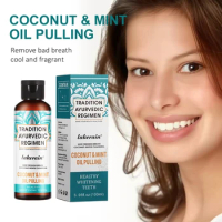 Coconut Oil Mint Pulling Oil Mouth Wash Alcohol-free Tongue Scraper Toothbrush Teeth Whitening Fresh Breath Clean Oral Care