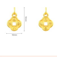 Pure 24K Yellow Gold Pendant Women 999 Gold Coin Necklace Pendant