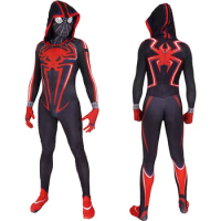 Game Marvel Spiderman Miles Morales 2099 Spider Man Cosplay Costume Bodysuit Jumpsuit Halloween Costume for Men Adult Kids