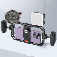 Universal Phone Camera Cage Stabilizer With Handgrip 14 Screw Hole ที่วางศัพท์สำหรับสมาร์ทโฟน Mic Fill Light Filmmaking Video