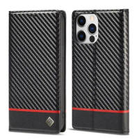 Carbon Fiber Texture Flap Leather Case For Iphone 14 Plus 13 12 Pro Max Card Slot Wallet Cover Shell