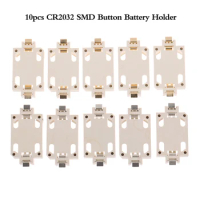 10Pcs Button Battery Holder White Housing Gold-Plated Tin-Plated For CR2032 Cr2025 Bs-6 SMD Socket Cases