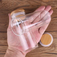 12 Pieces 150ml Test Tubes with Bamboo Caps 47*120mm Spice Jars Glass Vials Storage Jar Glass Containers for Wedding Craft DIY