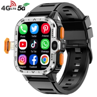 XUESEVEN KOM7 4G Network Smart Watch 2.03" SIM Card GPS WIFI Dual Camera Google Play IP67 Heart Rate For Android Man Smartwatch