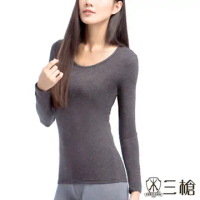 【三槍牌】時尚經典女圓領Q-HEAT超彈性後織保暖長袖發熱衣 2件組(黑、蜜棗紫-顏色隨機出貨)-XL