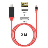 4K USB C 3.1 to HDMI-compatible Adapter Cables 2m Type C to HDMI Cable for MacBook Samsung Galaxy S9/S8/Note 9 Huawei 2 Colors