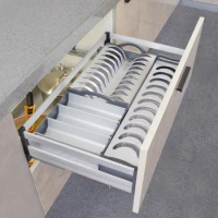 Kitchen basket drawer-type double-layer aluminum alloy damping slide rail buffering dish basket cabinet stove basket