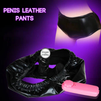 Faux Leather Elastic Strapon Dildo Pant Silicone Dildo Underwear Panties Penis Chastity Belt Toys for Couples Lesbian Women