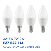 Hot Stock GU10 Bulb | Set of 4 energy-saving LED candle bulbs (C37, E14, E27, B22), AC 220V, 3W/5W/6