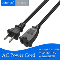 JORINDO 0.5M/1M US Standard Power extension cord, 2-pin male plug to female socket, Nema 1-15p to 1-15R